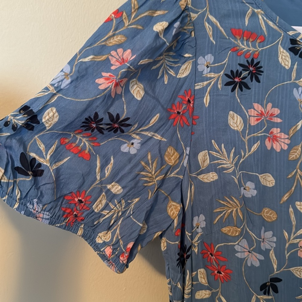 LOFT l Floral Blue Dress - Picture 3 of 5